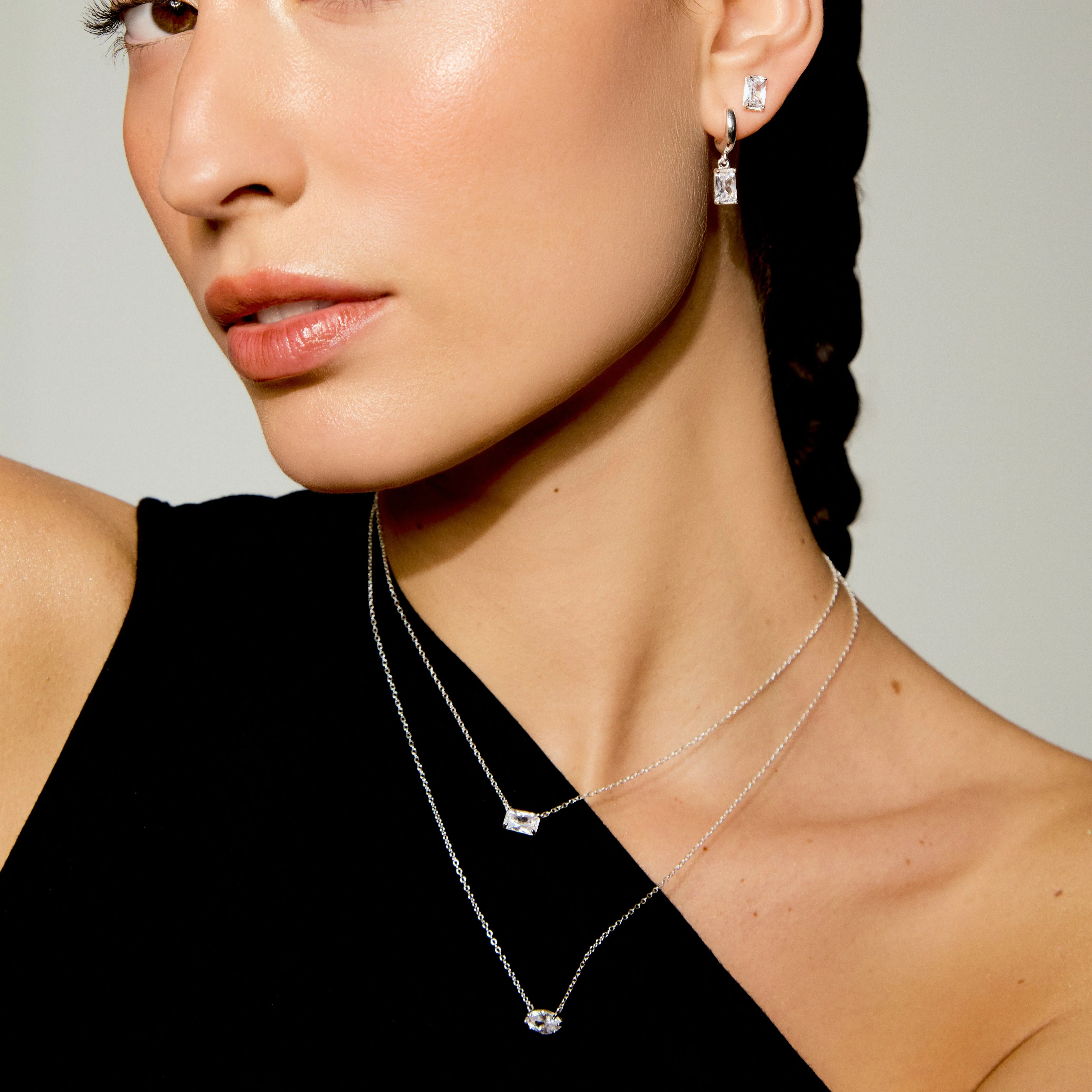 Baguette-Cut Solitaire Huggies - Image 2