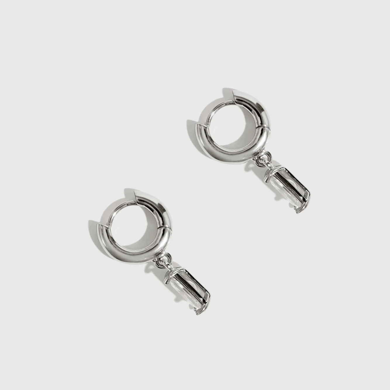 Baguette-Cut Solitaire Huggies - Image 4