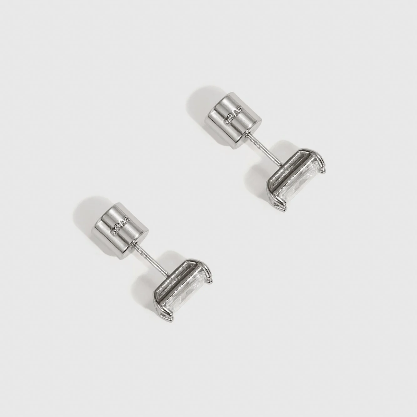Baguette-Cut Solitaire Stud Earrings - Image 3