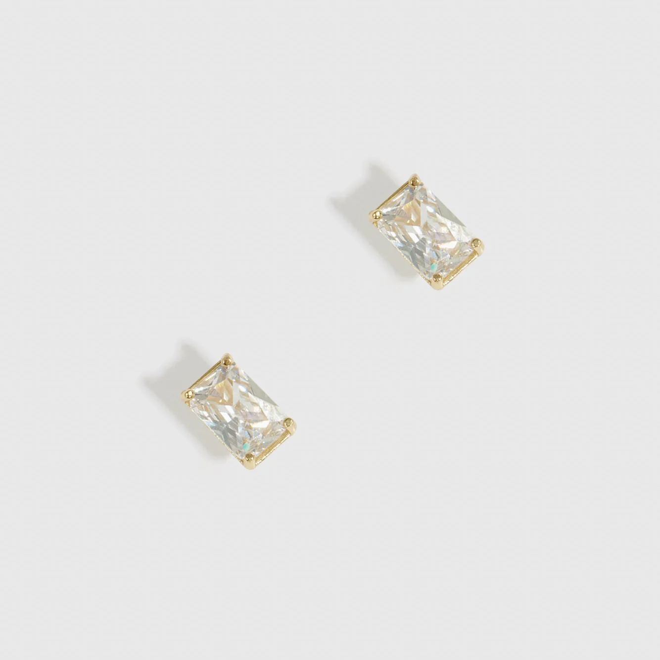 Baguette-Cut Solitaire Stud Earrings