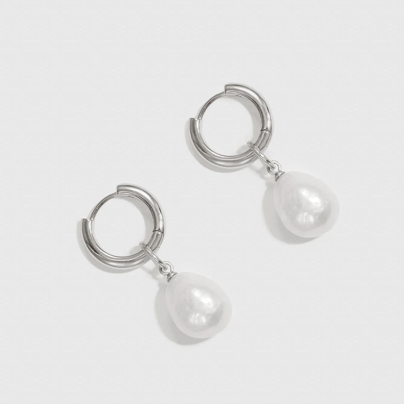 Baroque Pearl Huggie Earrings - Image 3
