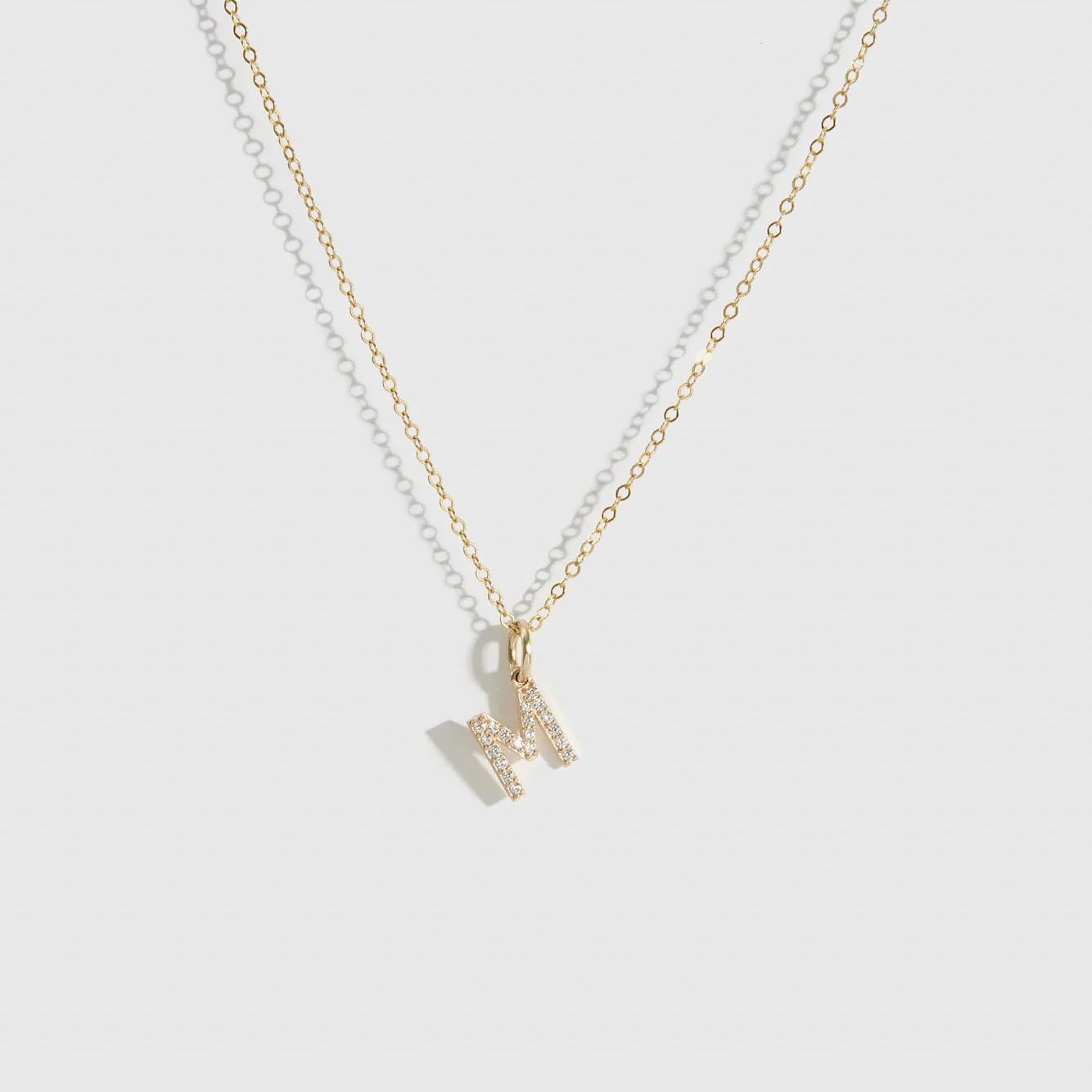 Block Font Pavé Letter Pendant Necklace