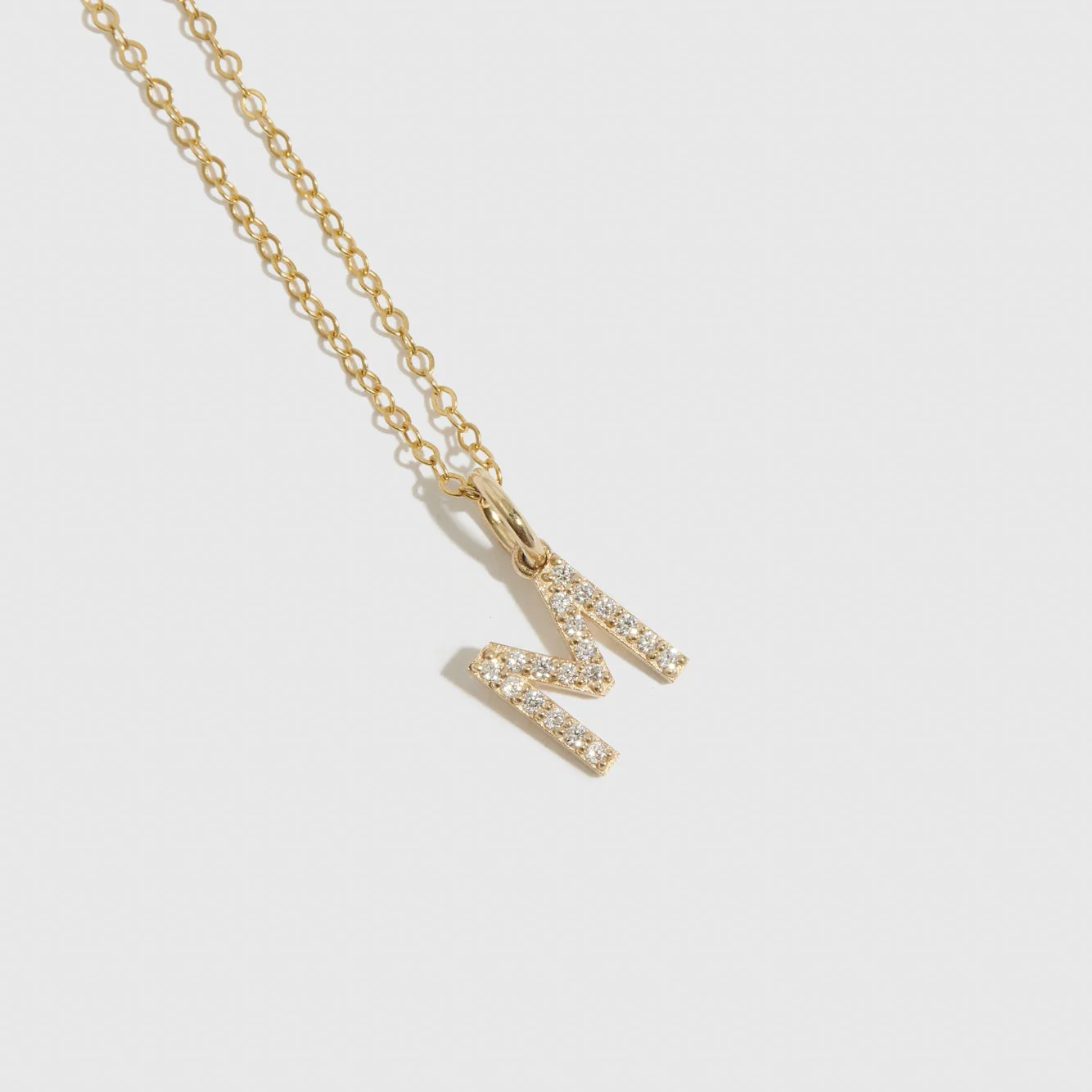 Block Font Pavé Letter Pendant Necklace - Image 4
