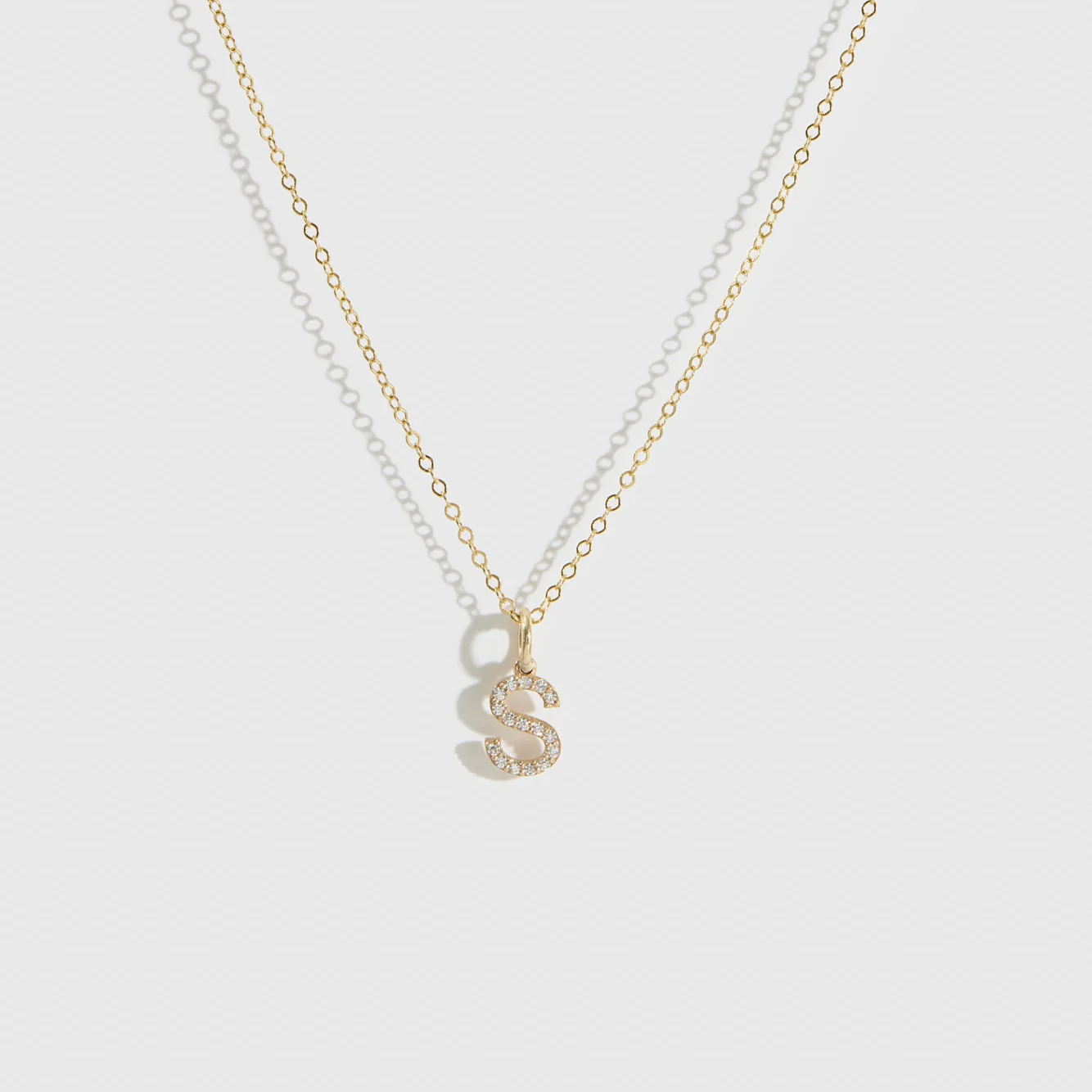 Block Font Pavé Letter Pendant Necklace - Image 5