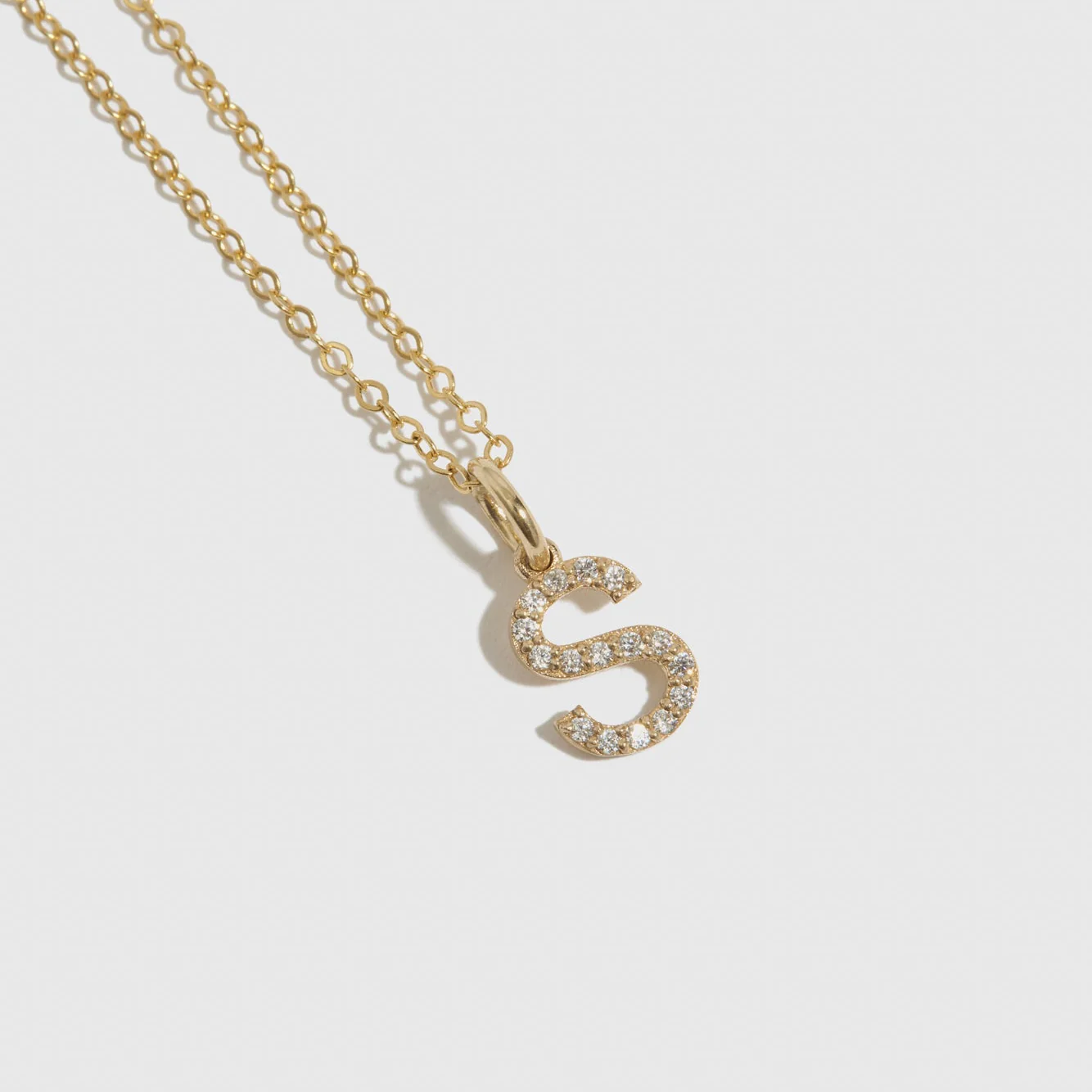 Block Font Pavé Letter Pendant Necklace - Image 6