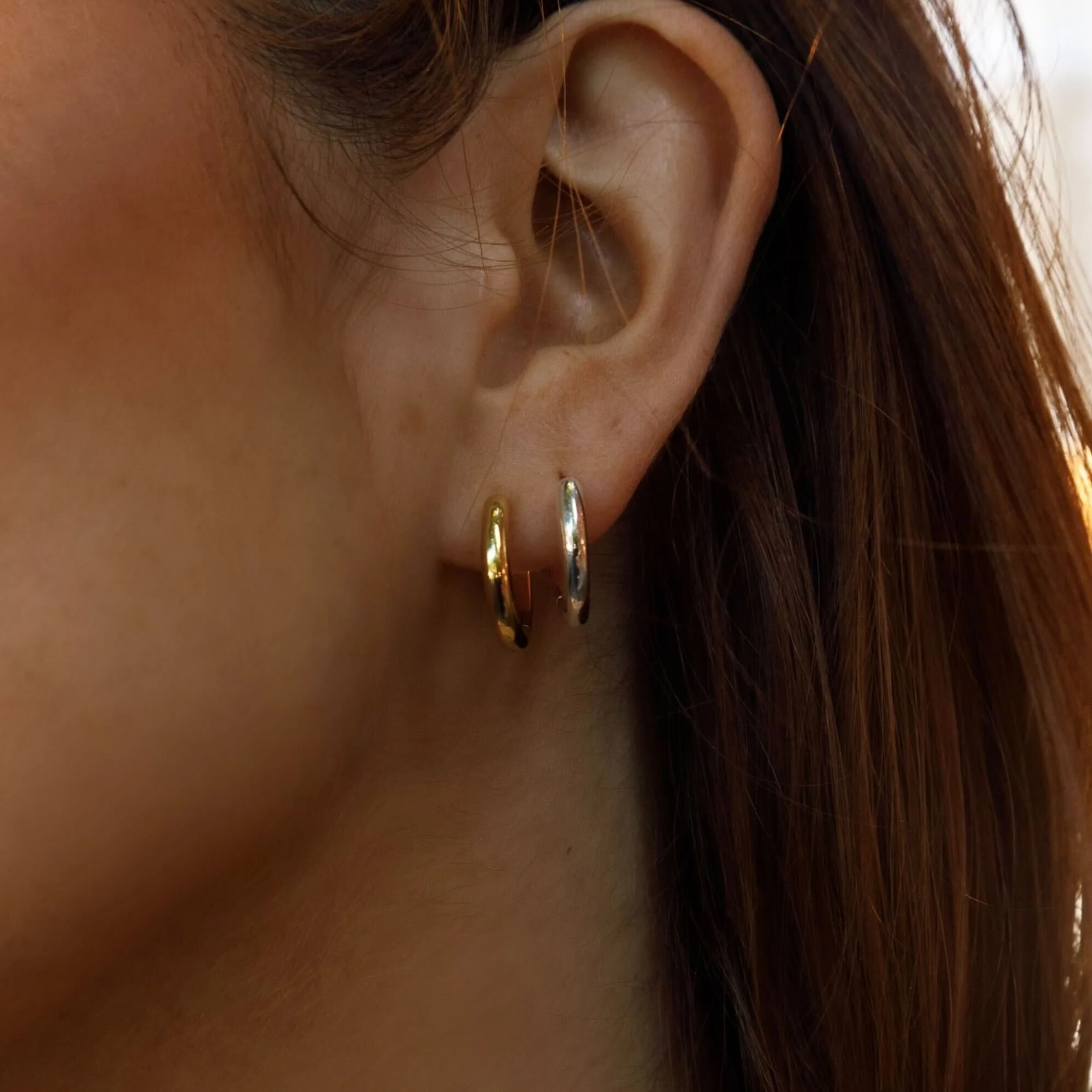 Classic Plain Huggie Earrings - Image 3