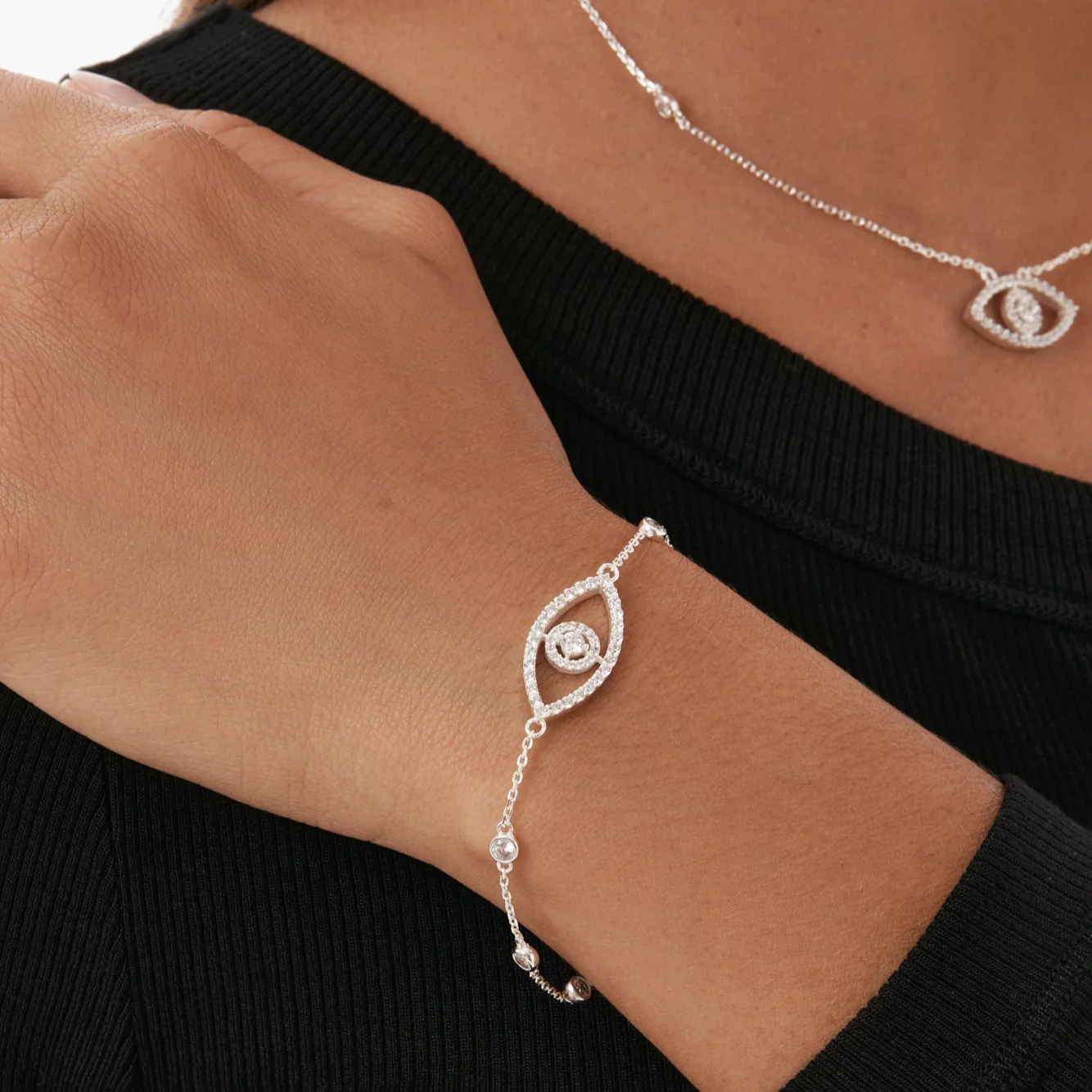 Evil Eye Pavé Necklace - Image 4
