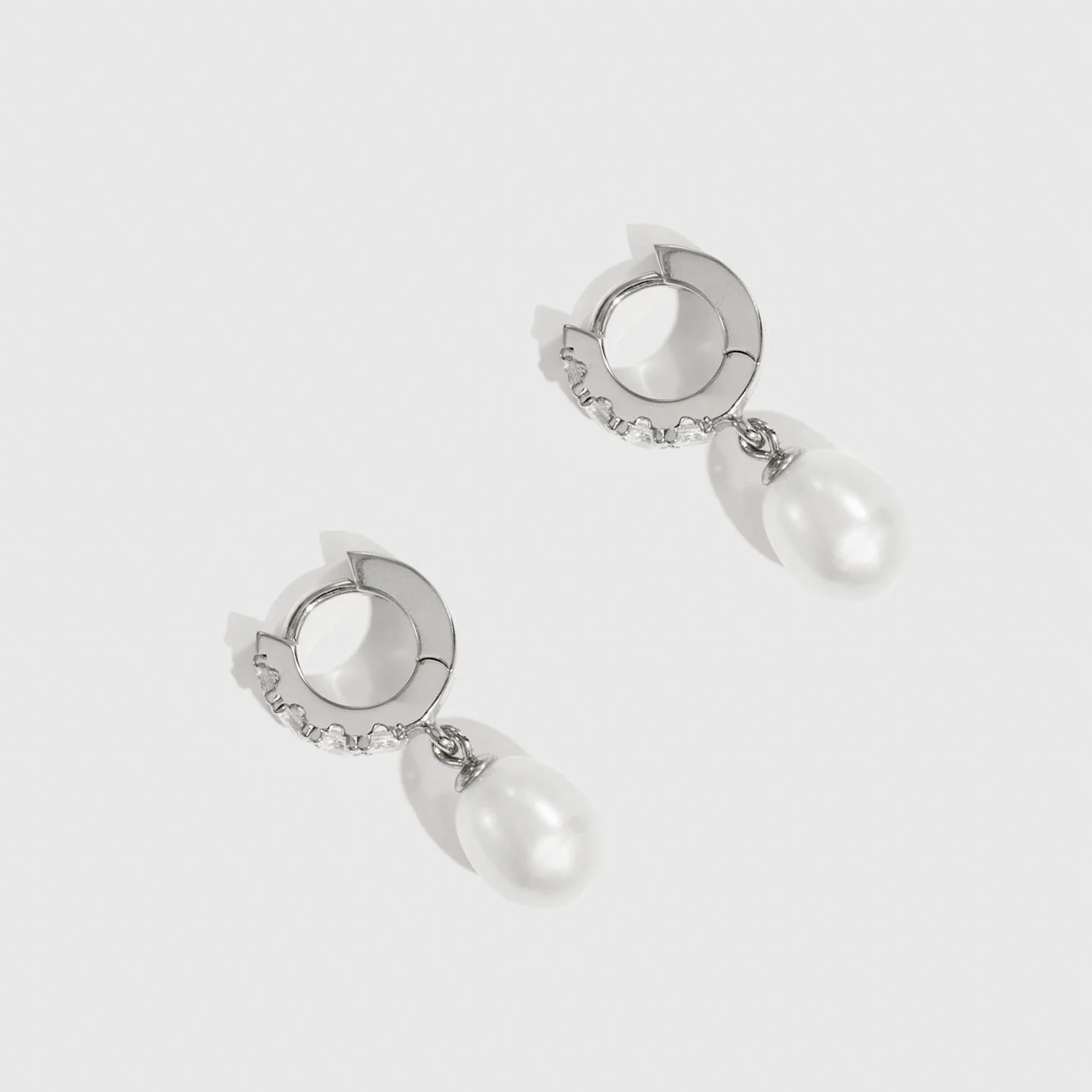 Freshwater Pearl Pavé Huggies - Image 3