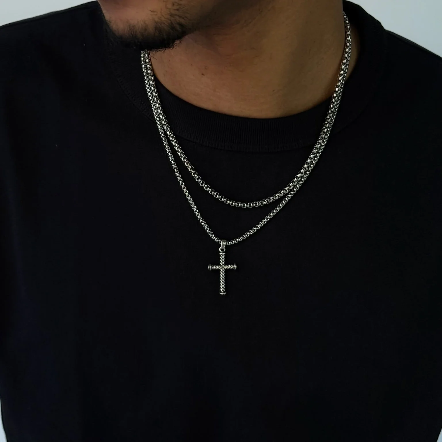 Men Round Box Chain Necklace - Image 5