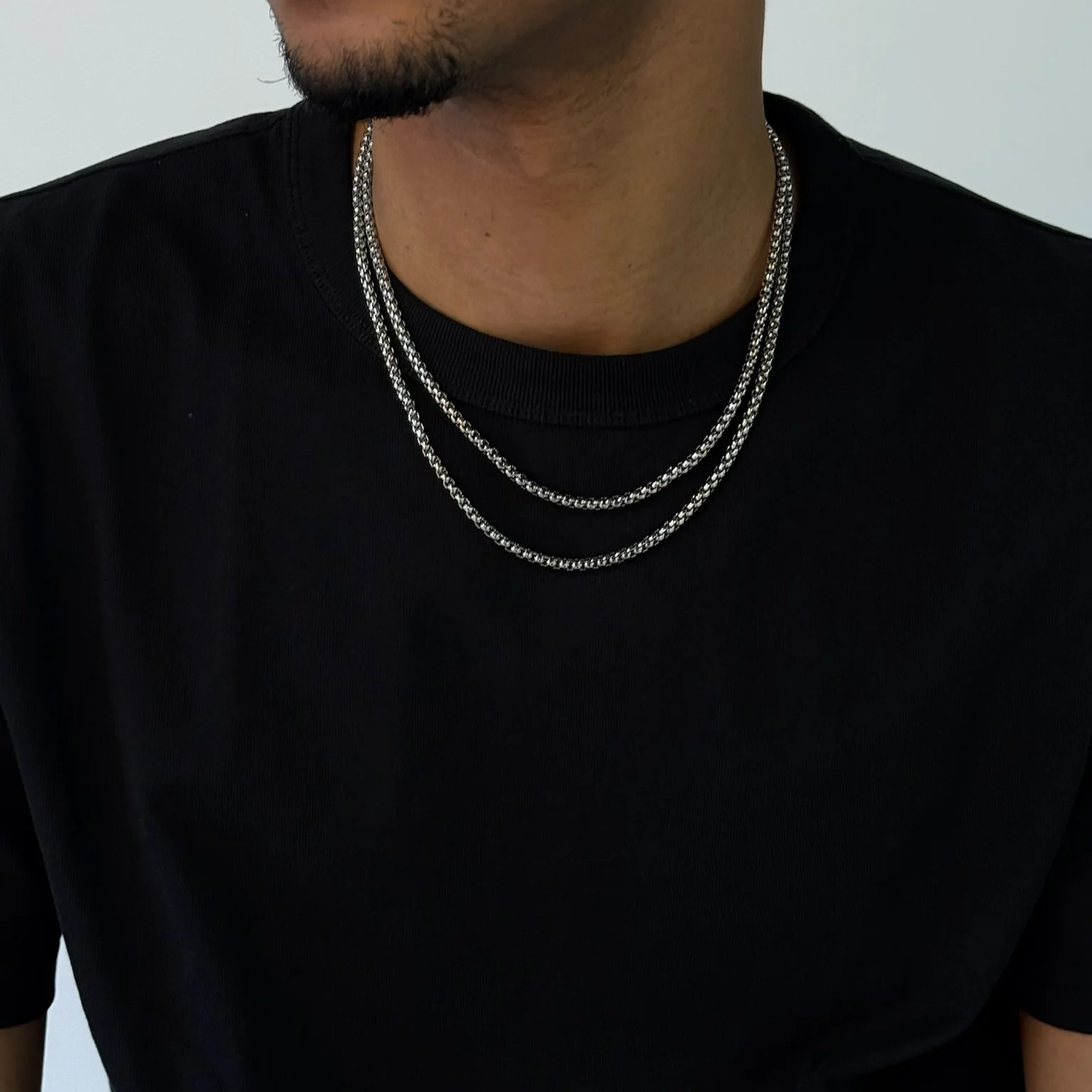 Men Round Box Chain Necklace - Image 4