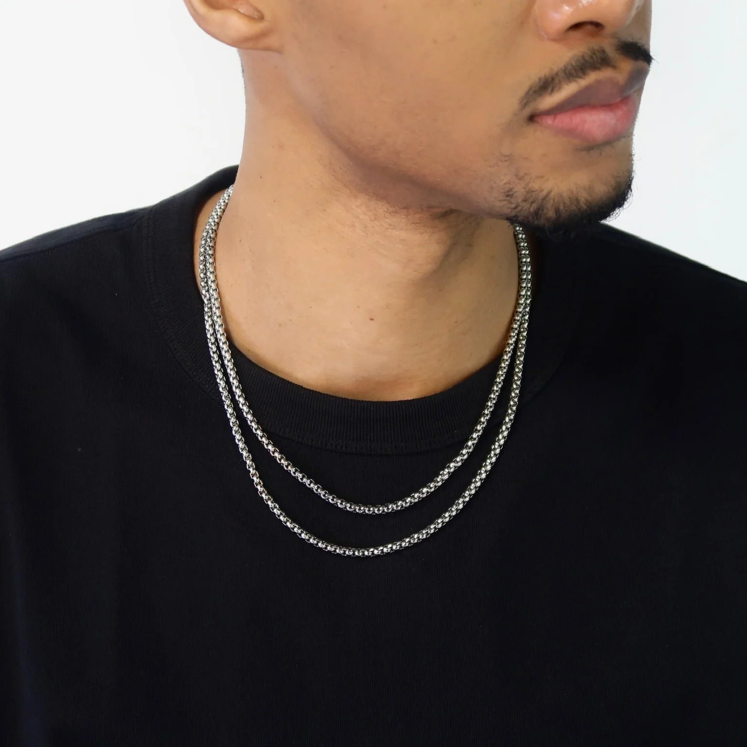 Men Round Box Chain Necklace - Image 7