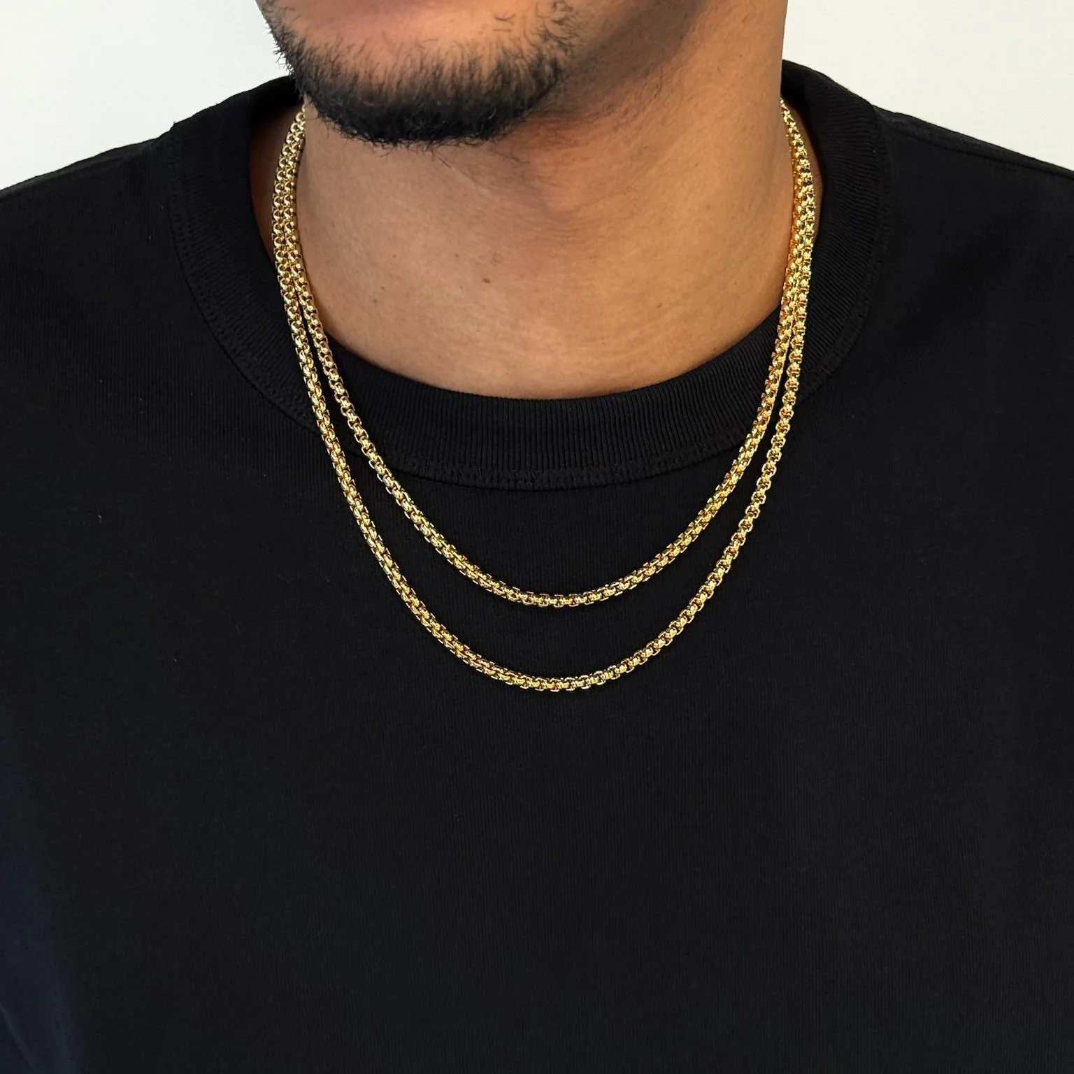 Men Round Box Chain Necklace - Image 2