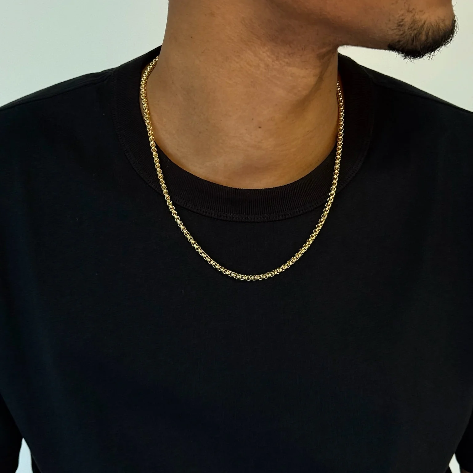 Men Round Box Chain Necklace - Image 4