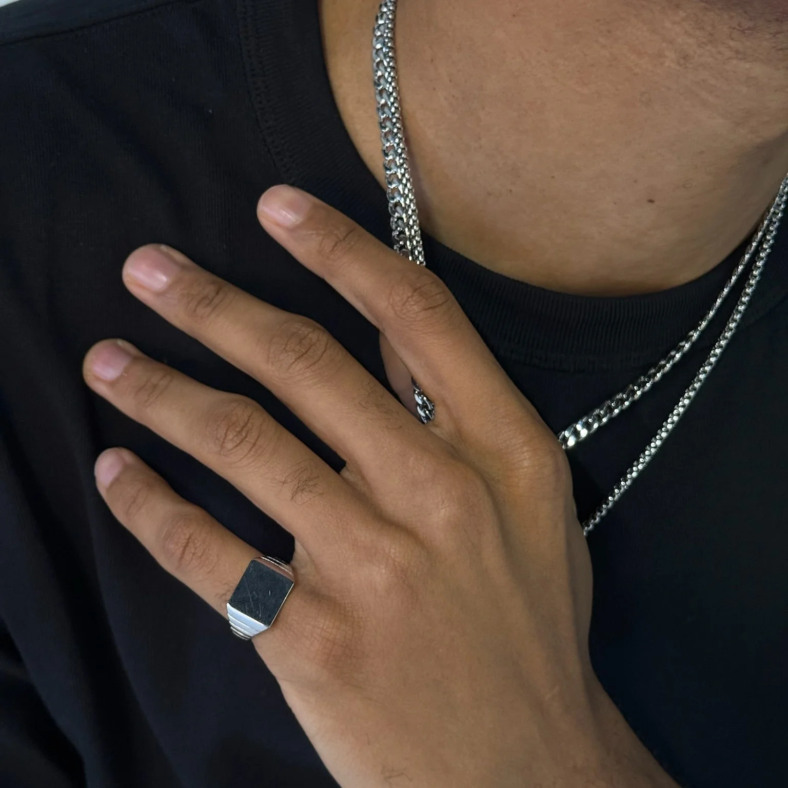 Men Square Signet Ring - Image 4