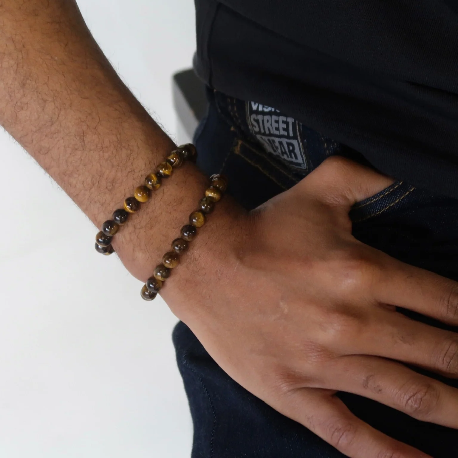 Men Tiger Eye Gemstone Beads Bracelet - Image 4