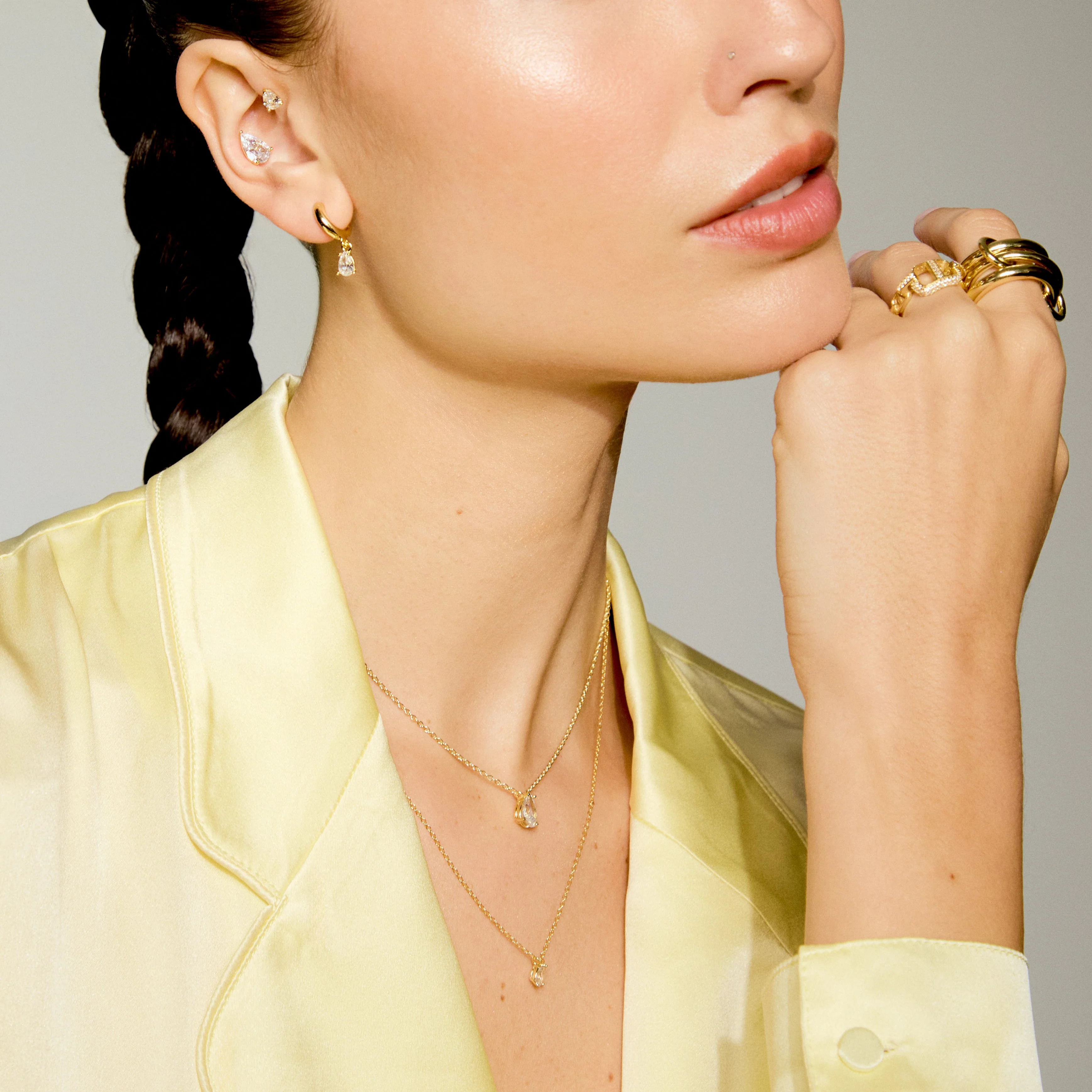 Regular Teardrop-Cut Solitaire Stud Earrings - Image 2
