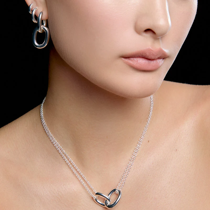 Oval Link Bare Pendant Hoops - Image 4