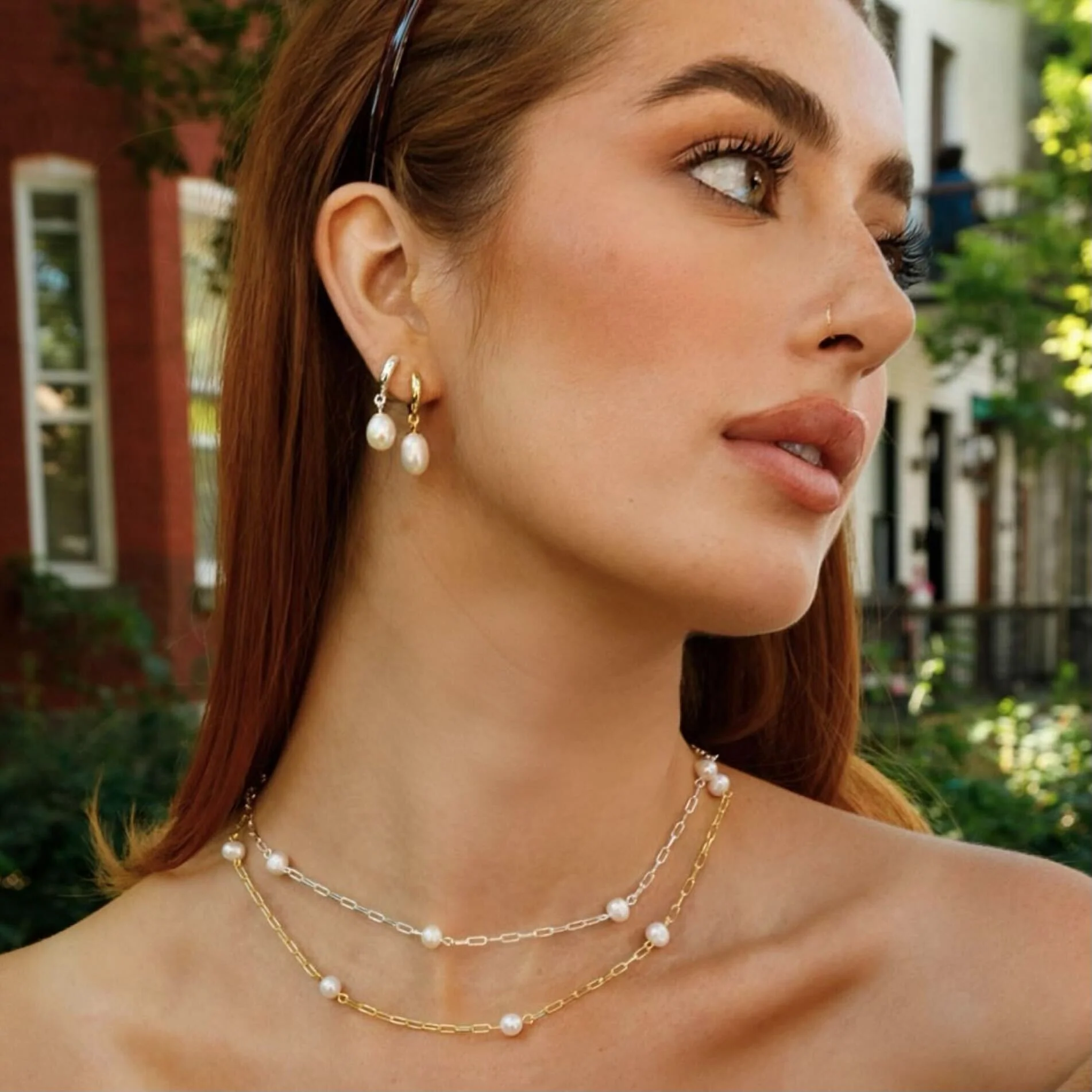 Freshwater Pearls Huggie Earrings - Image 3