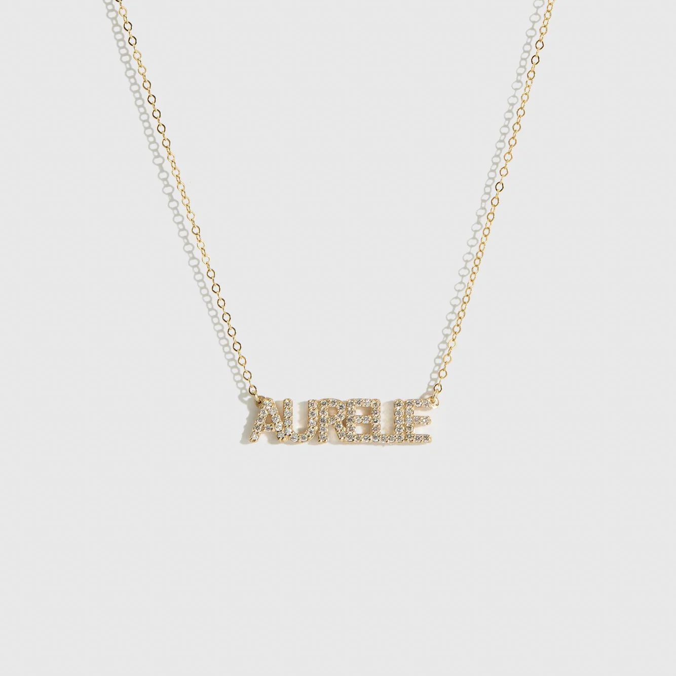 Personalized Pavé Block Font Nameplate Necklace