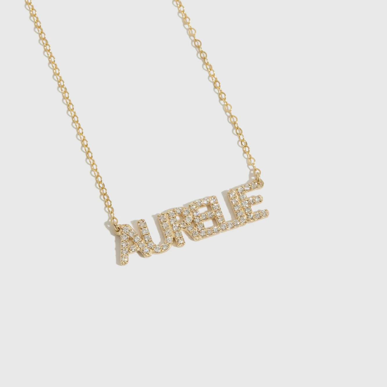 Personalized Pavé Block Font Nameplate Necklace - Image 5