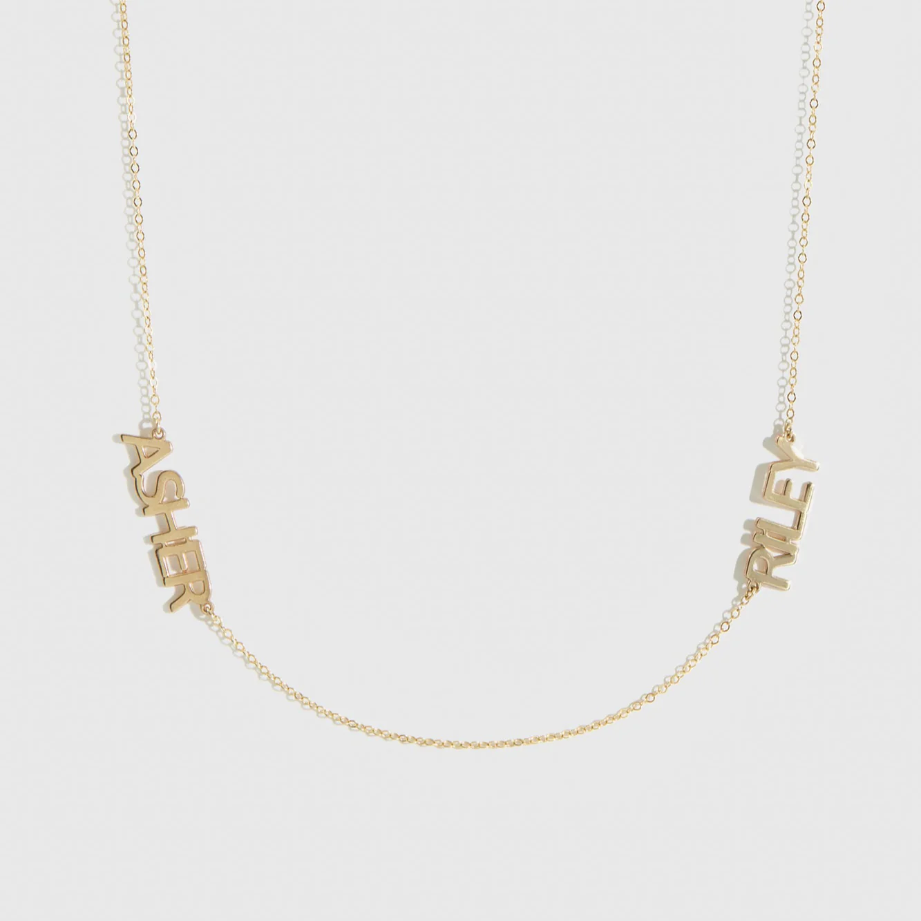 Personalized Block Font Two Nameplates Necklace