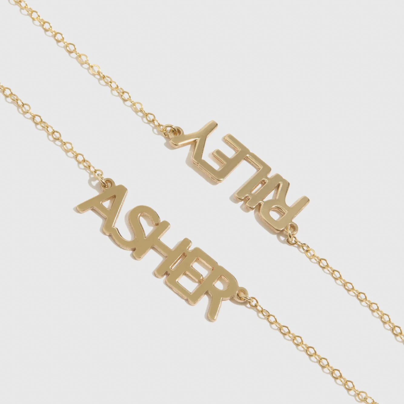Personalized Block Font Two Nameplates Necklace - Image 3