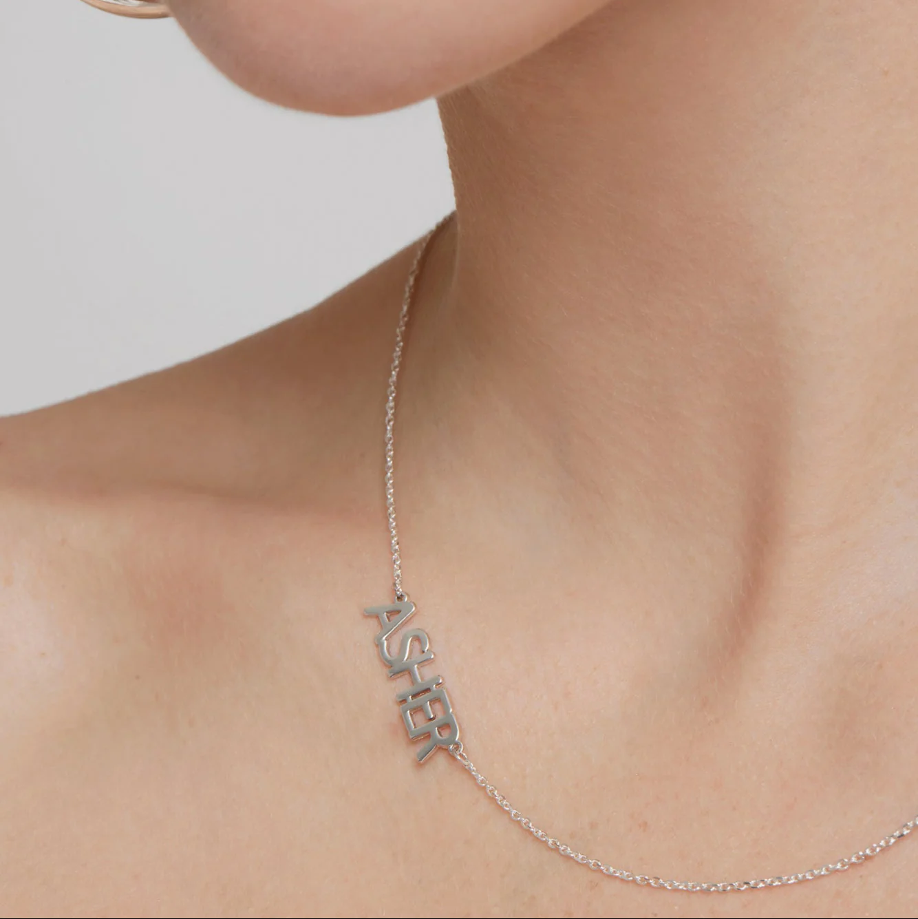 Personalized Block Font Two Nameplates Necklace - Image 3