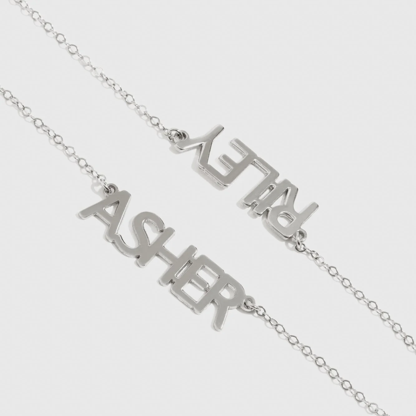 Personalized Block Font Two Nameplates Necklace - Image 4