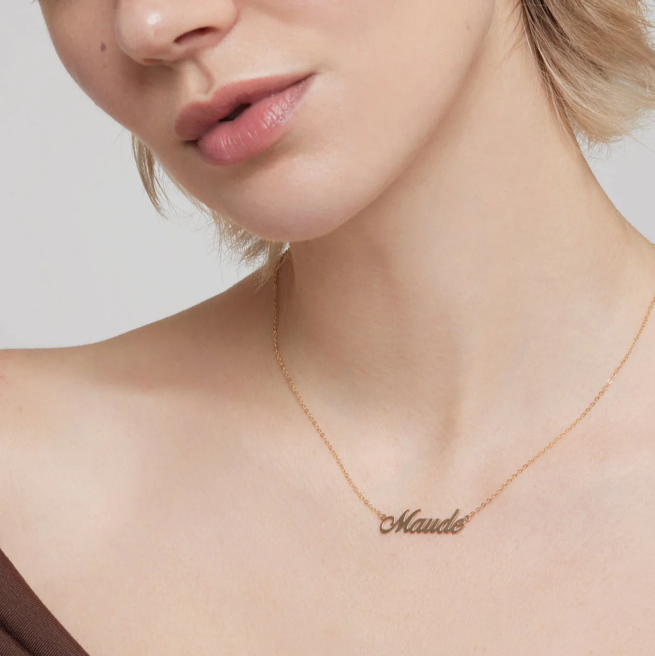 Personalized Cursive Font Nameplate Necklace - Image 2