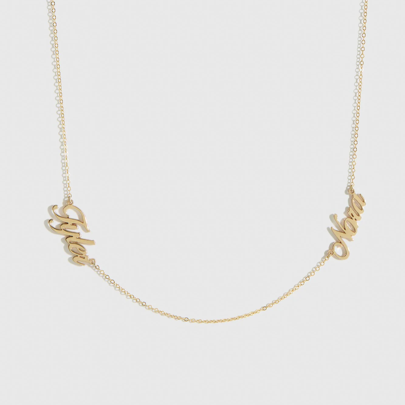 Personalized Cursive Font Two Nameplates Necklace