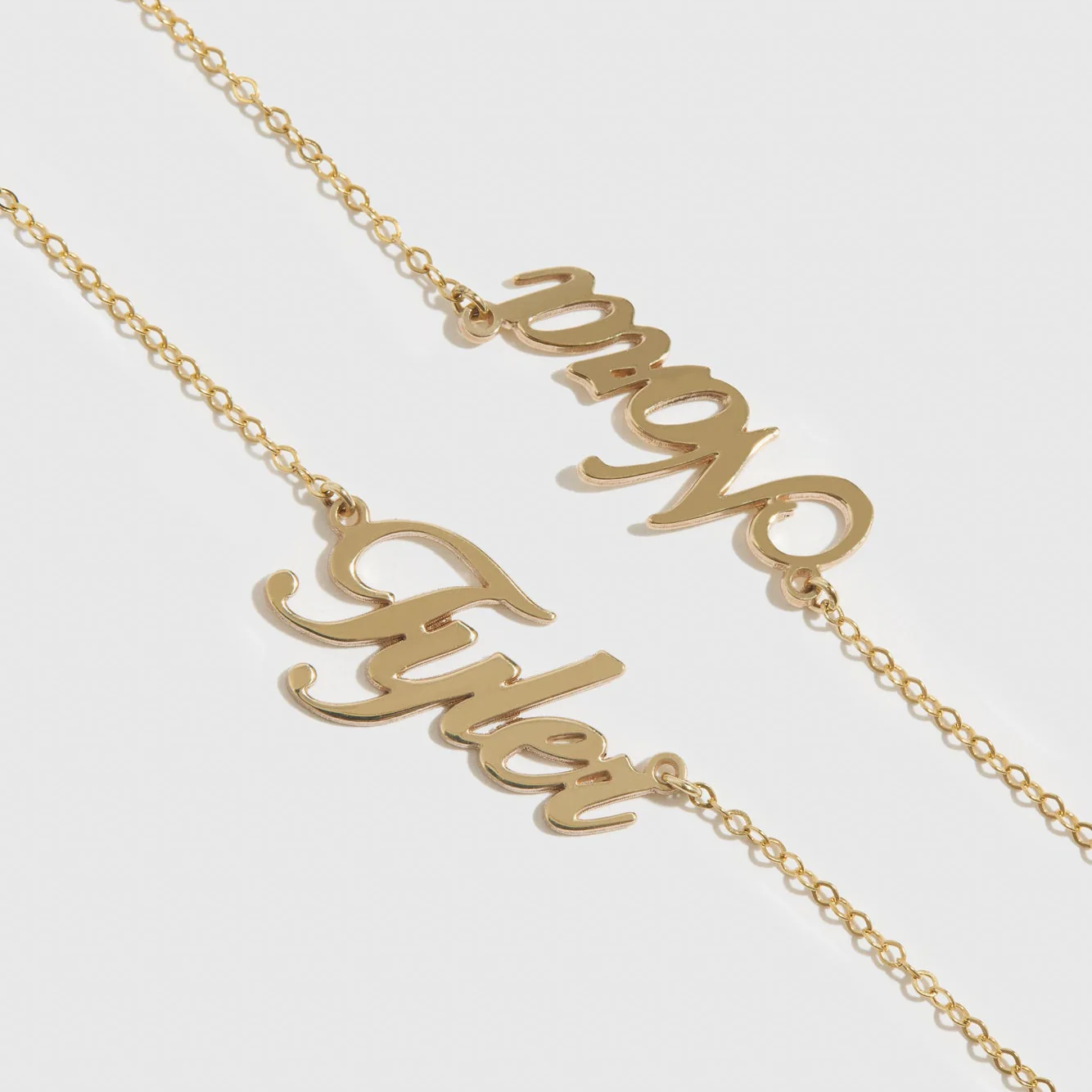 Personalized Cursive Font Two Nameplates Necklace - Image 3