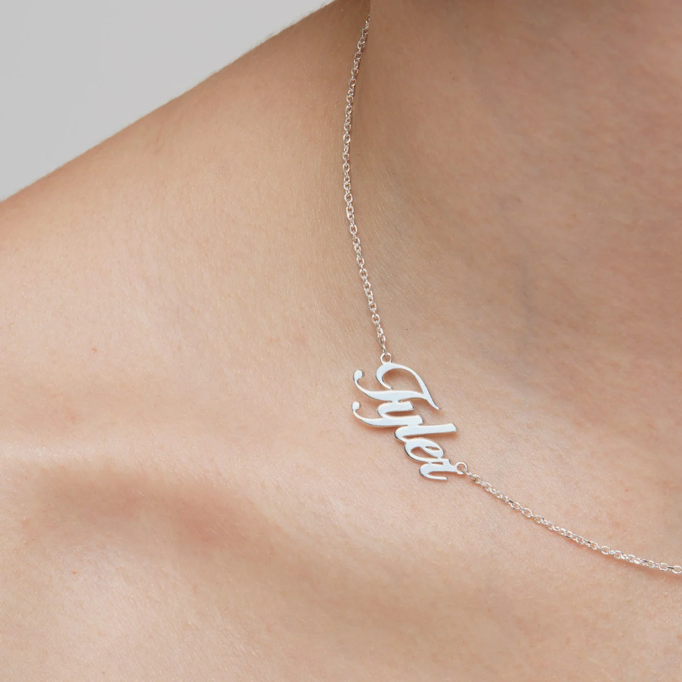 Personalized Cursive Font Two Nameplates Necklace - Image 3