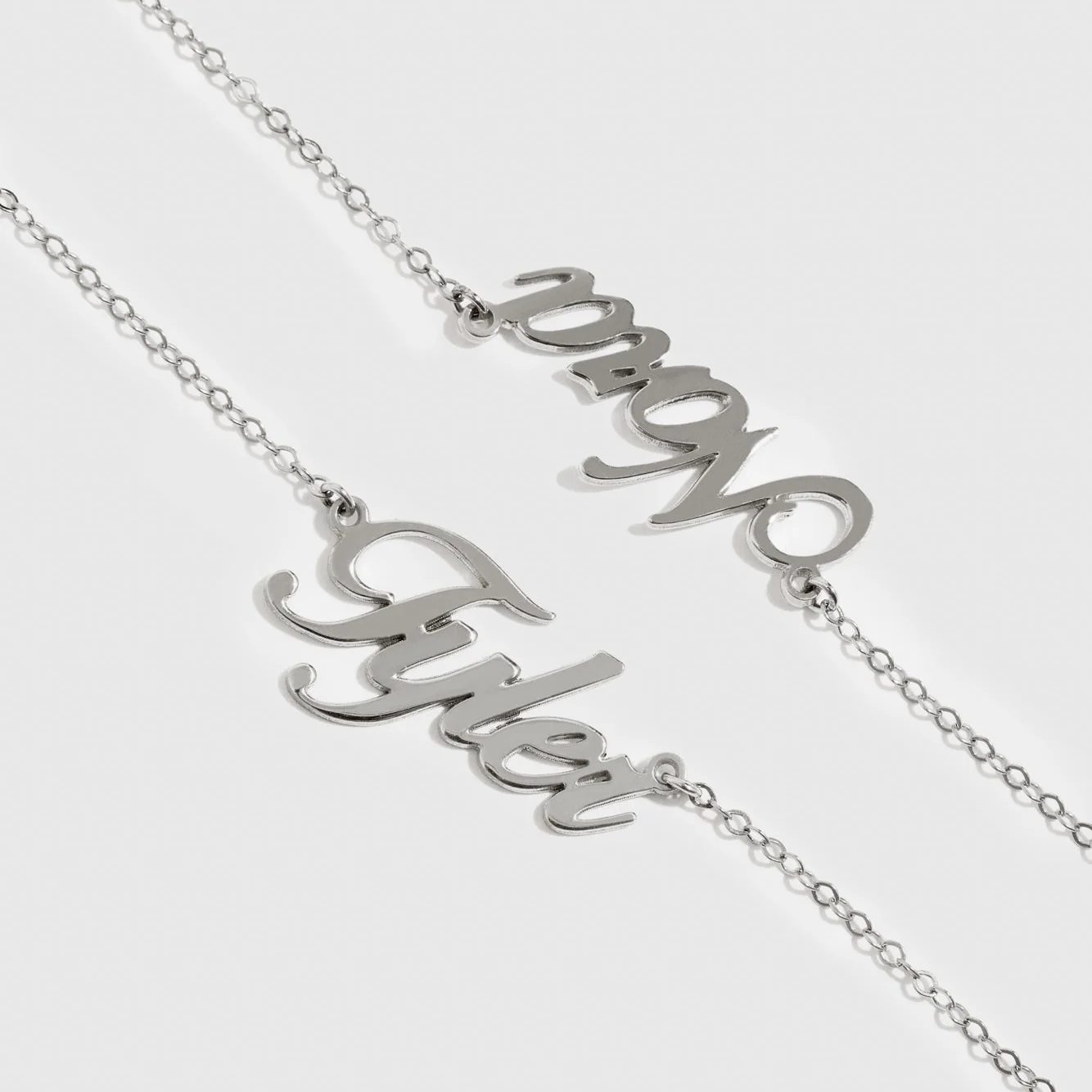 Personalized Cursive Font Two Nameplates Necklace - Image 4