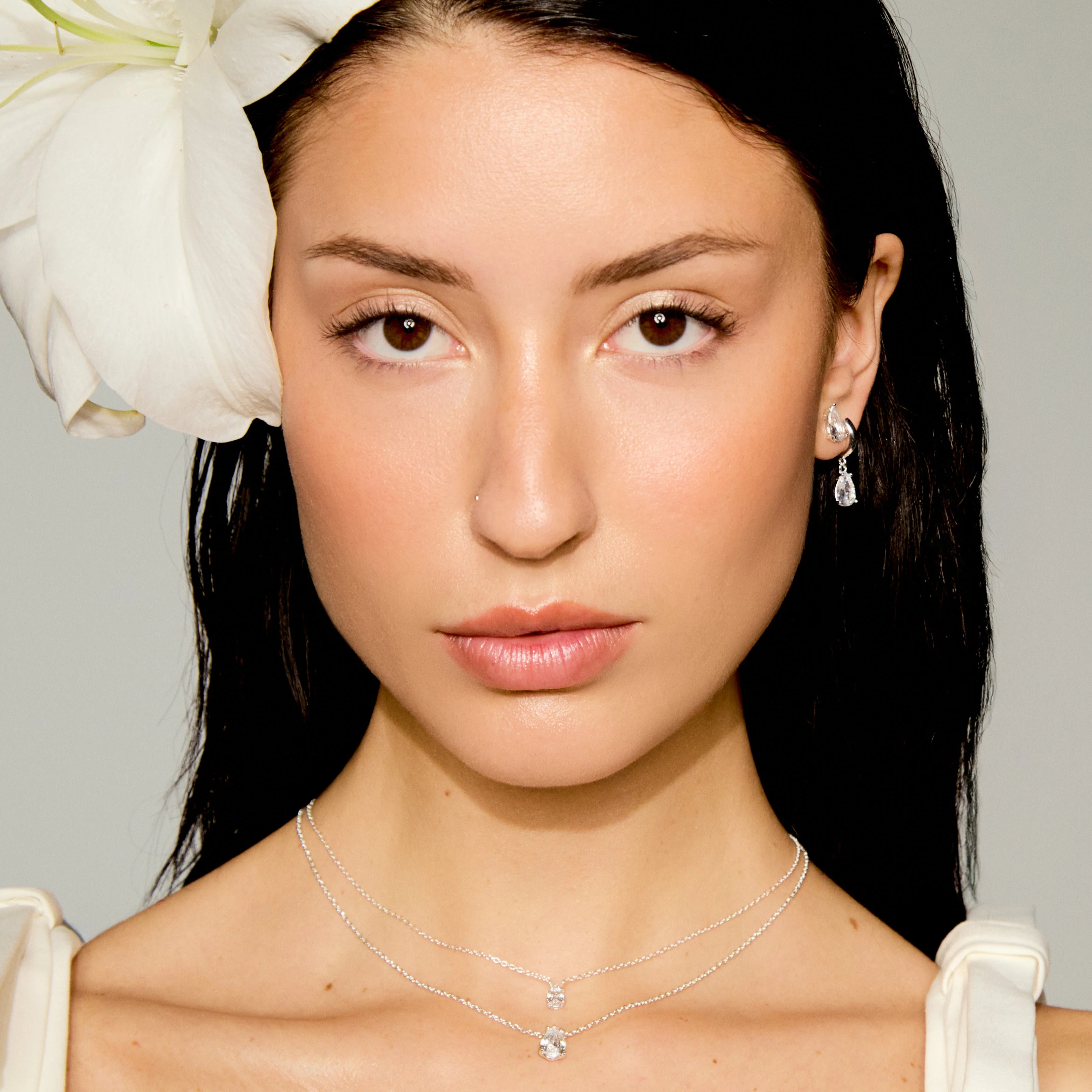 Regular Teardrop Solitaire Huggies - Image 2