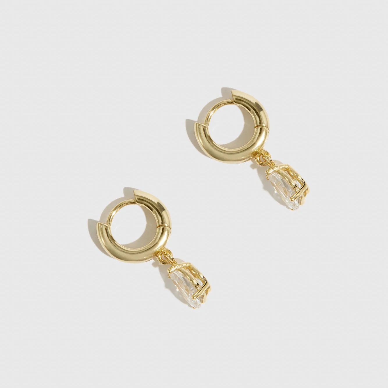 Regular Teardrop Solitaire Huggies - Image 3