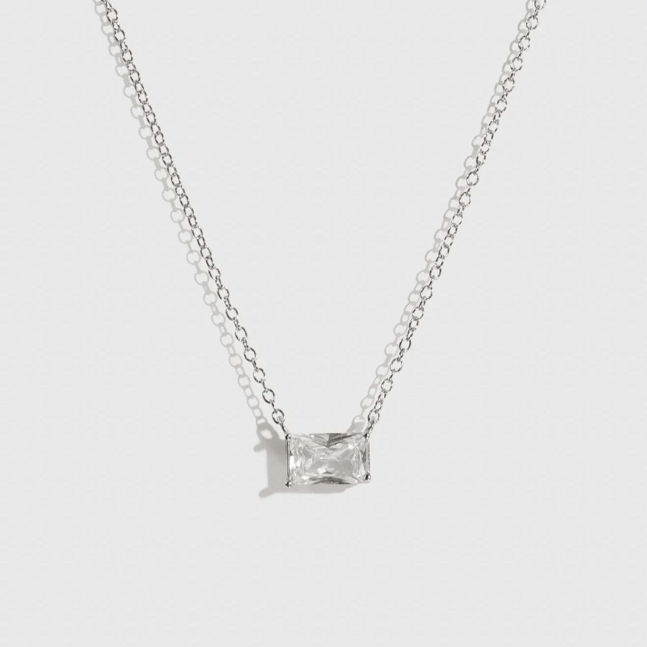 Baguette-Cut Solitaire Necklace