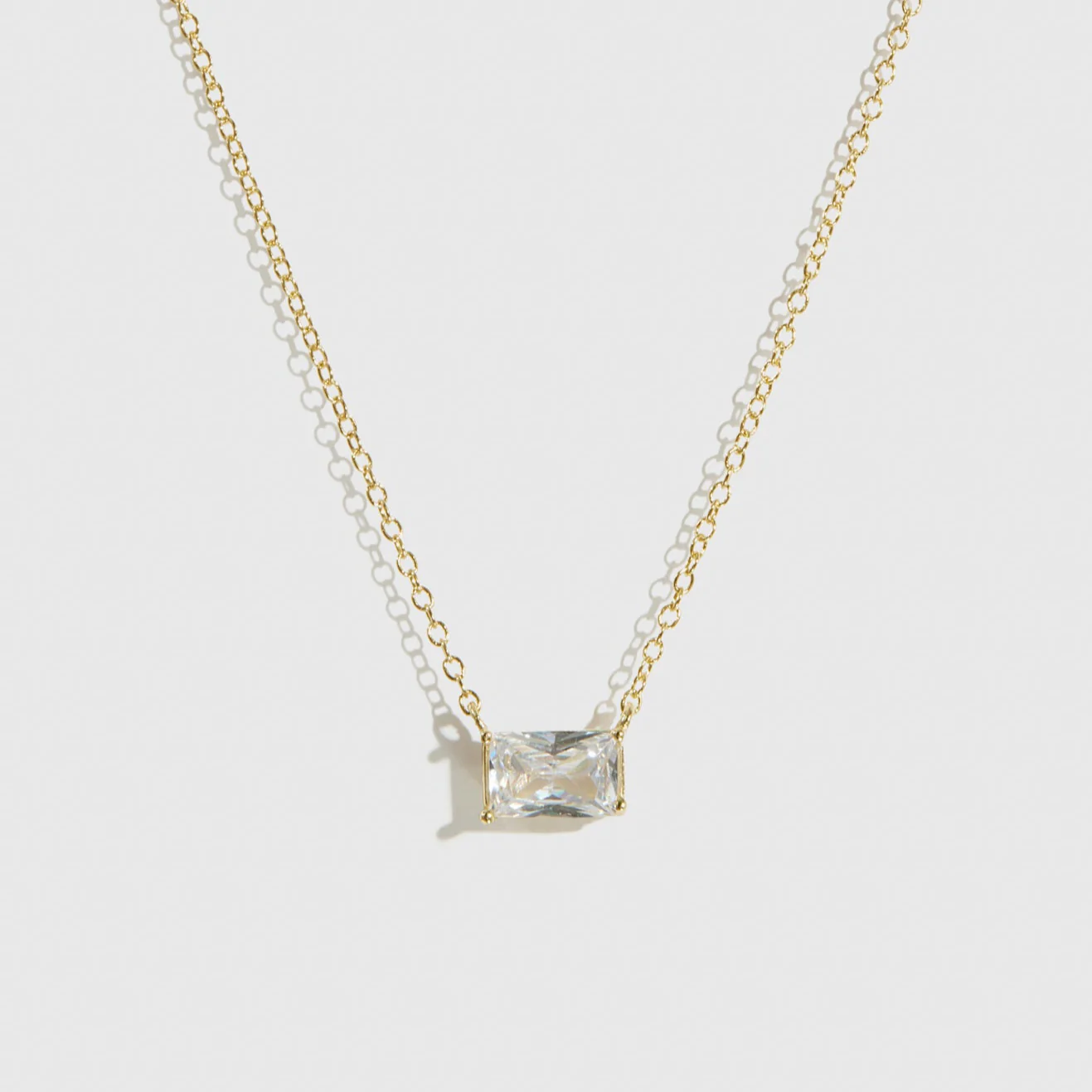 Baguette-Cut Solitaire Necklace
