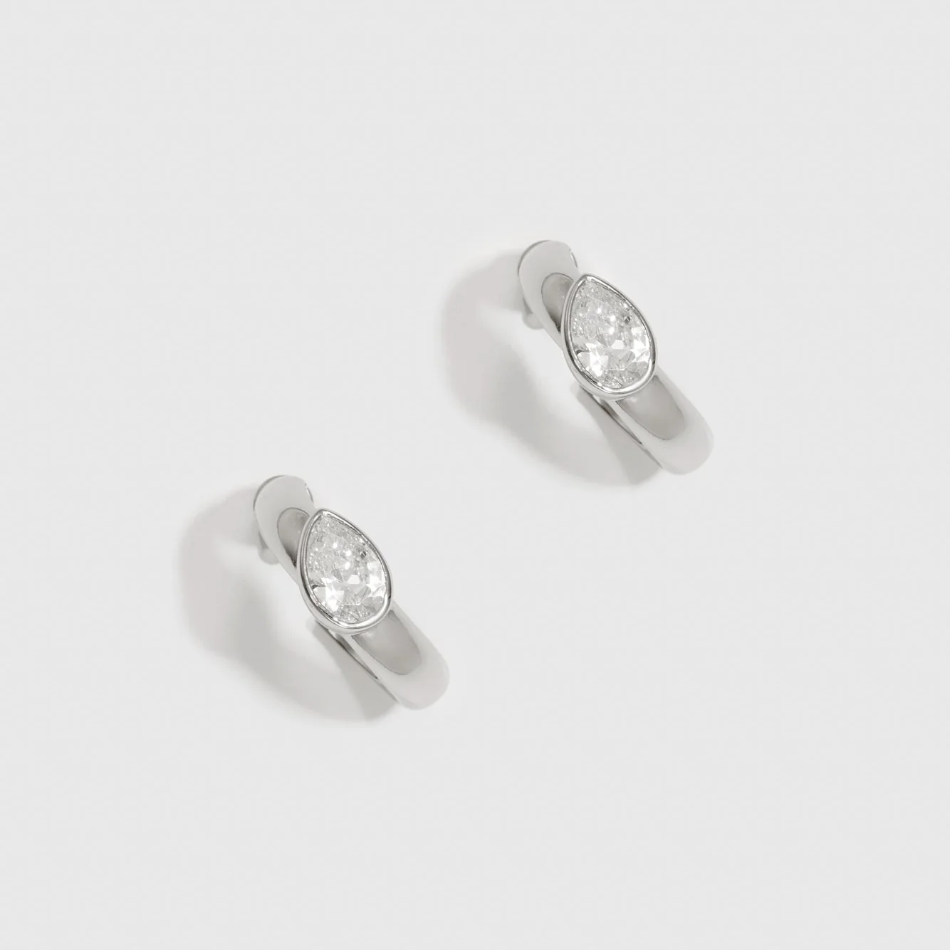 Teardrop-Cut Solitaire Hoops - Image 3
