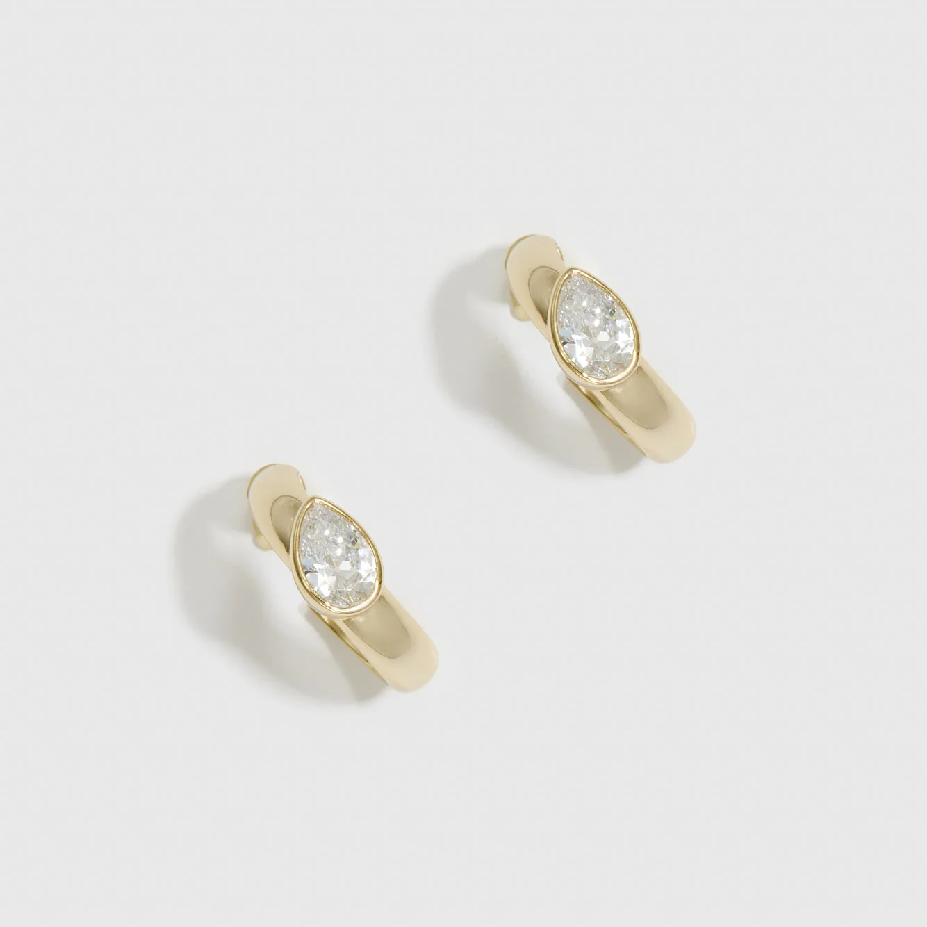Teardrop-Cut Solitaire Hoops - Image 3